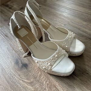 Dolce Vita White Pearl-Embellished Women's Heels